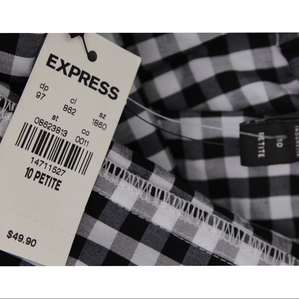 NWT Express Gingham Off the Shoulder Top 10P - Picture 8 of 8